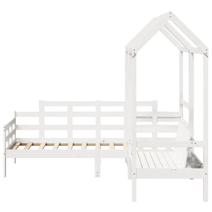 Conj. sofá-cama e banco c/ telhado 90x190cm pinho maciço branco