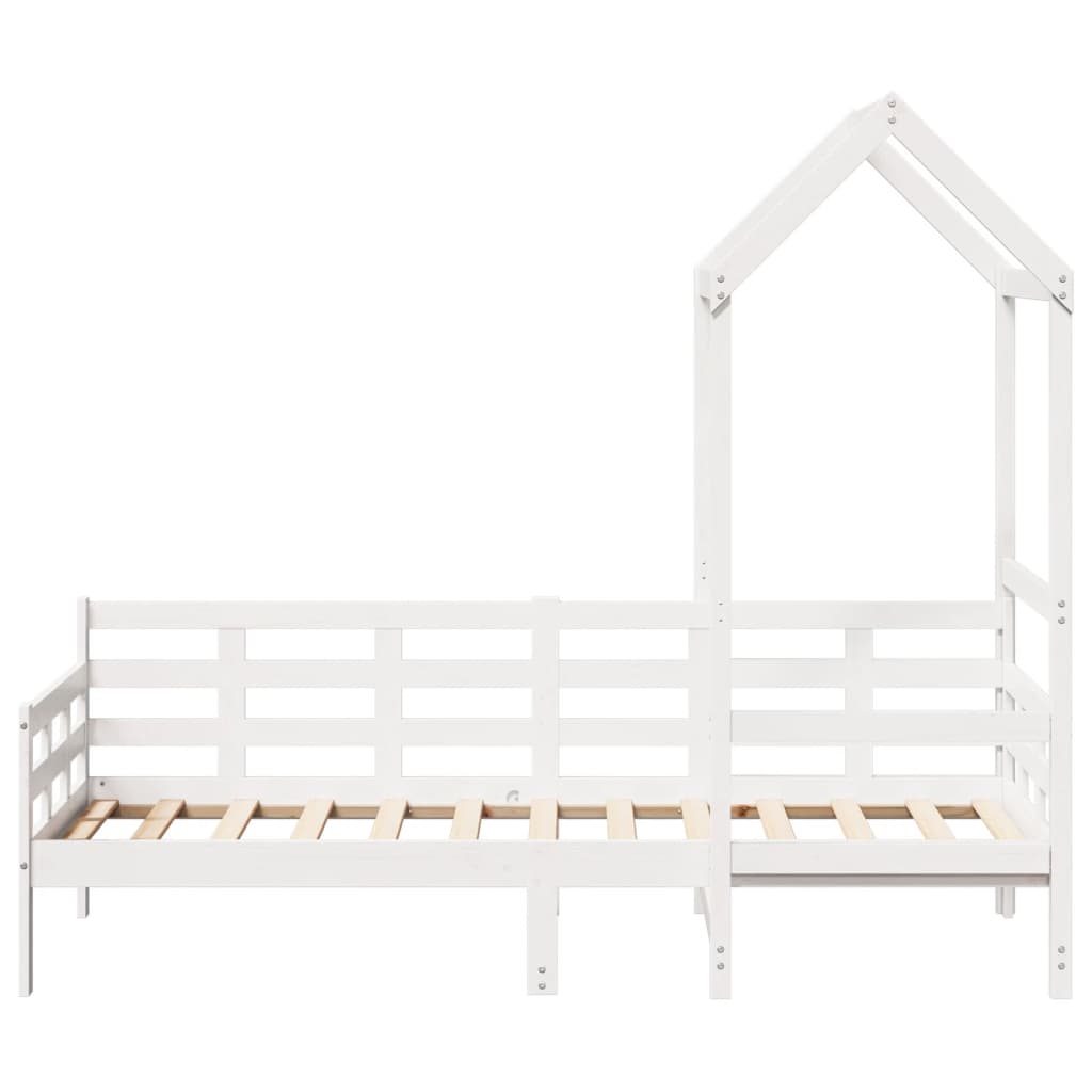 Sofá-cama com telhado 90x200 cm madeira de pinho maciça branco