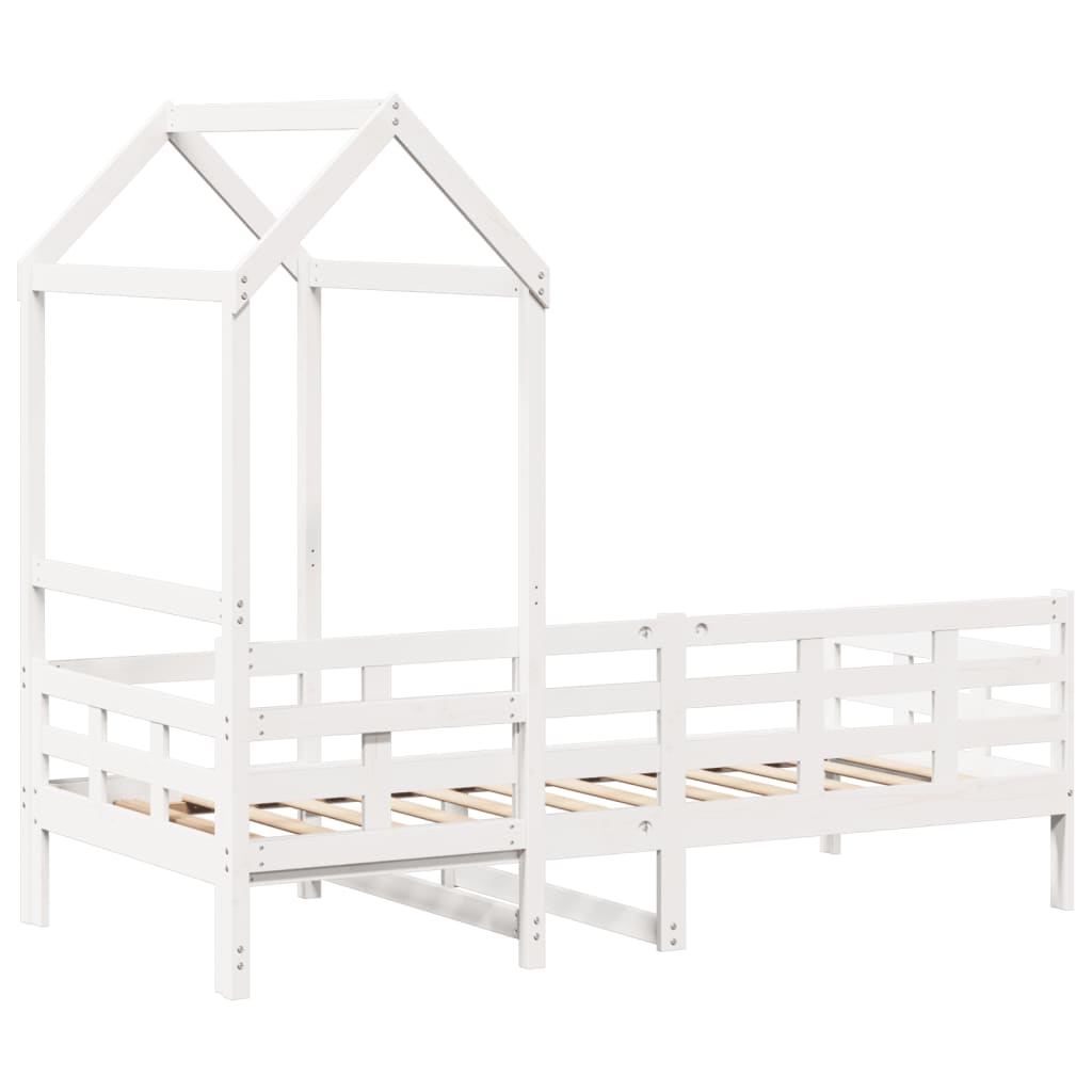 Sofá-cama com telhado 90x200 cm madeira de pinho maciça branco