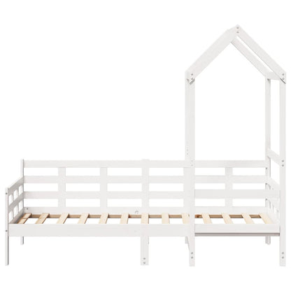 Sofá-cama com telhado 80x200 cm madeira de pinho maciça branco