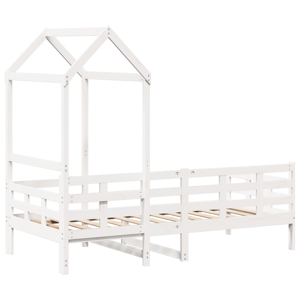 Sofá-cama com telhado 80x200 cm madeira de pinho maciça branco