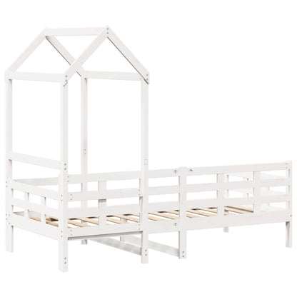 Sofá-cama com telhado 80x200 cm madeira de pinho maciça branco