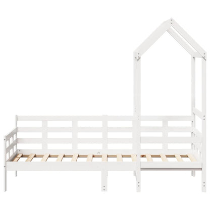 Sofá-cama c/ telhado 90x190 cm madeira de pinho maciça branco