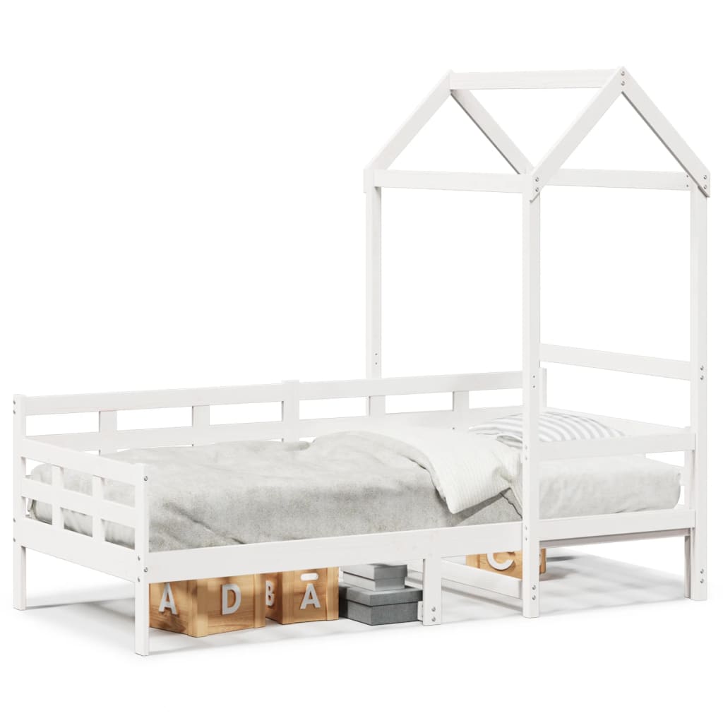 Sofá-cama c/ telhado 90x190 cm madeira de pinho maciça branco