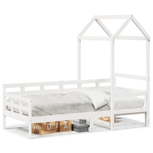 Sofá-cama c/ telhado 90x190 cm madeira de pinho maciça branco