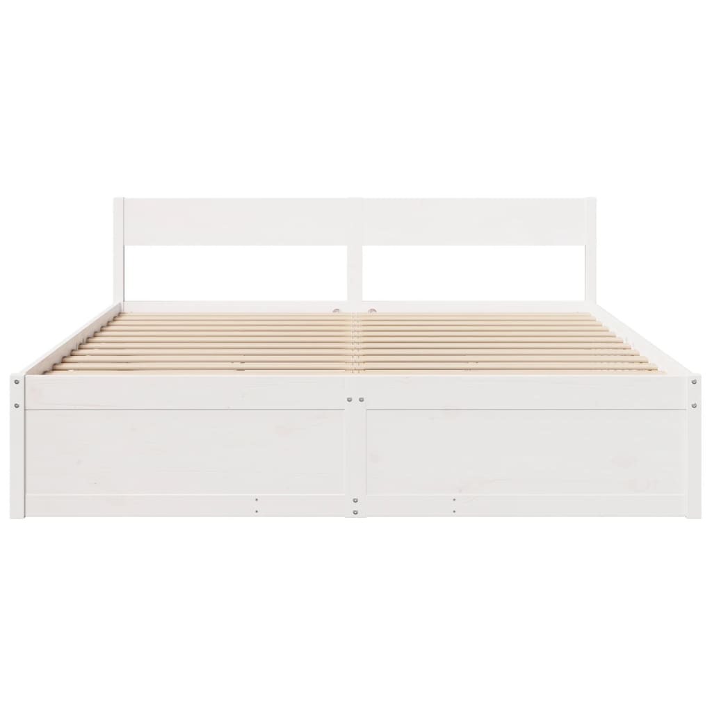 Estrutura de cama c/ gavetas 200x200 cm pinho maciço branco