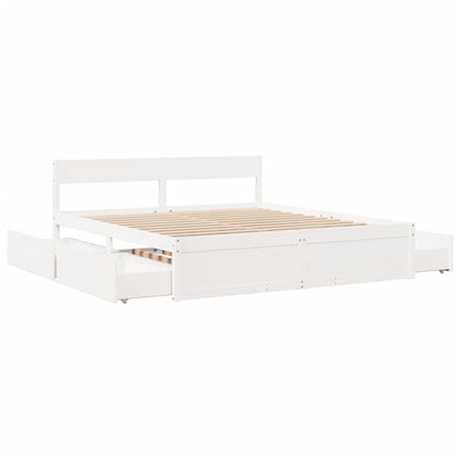 Estrutura de cama c/ gavetas 180x200 cm pinho maciça branco