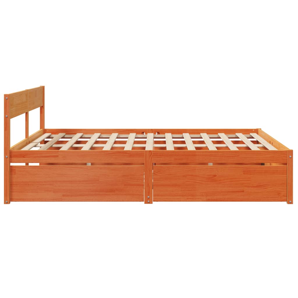 Estrutura de cama c/ gavetas 180x200 cm pinho castanho cera