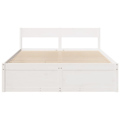 Estrutura de cama com gavetas 160x200 cm pinho maciço branco