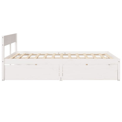 Estrutura de cama com gavetas 160x200 cm pinho maciço branco