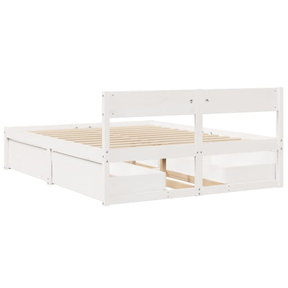 Estrutura de cama com gavetas 160x200 cm pinho maciço branco