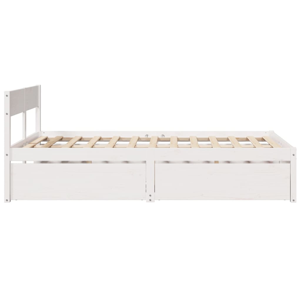 Estrutura de cama c/ gavetas 120x200 cm pinho maciço branco