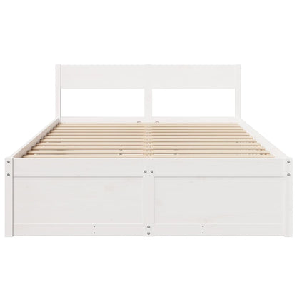 Estrutura de cama com gavetas 140x190 cm pinho maciço branco