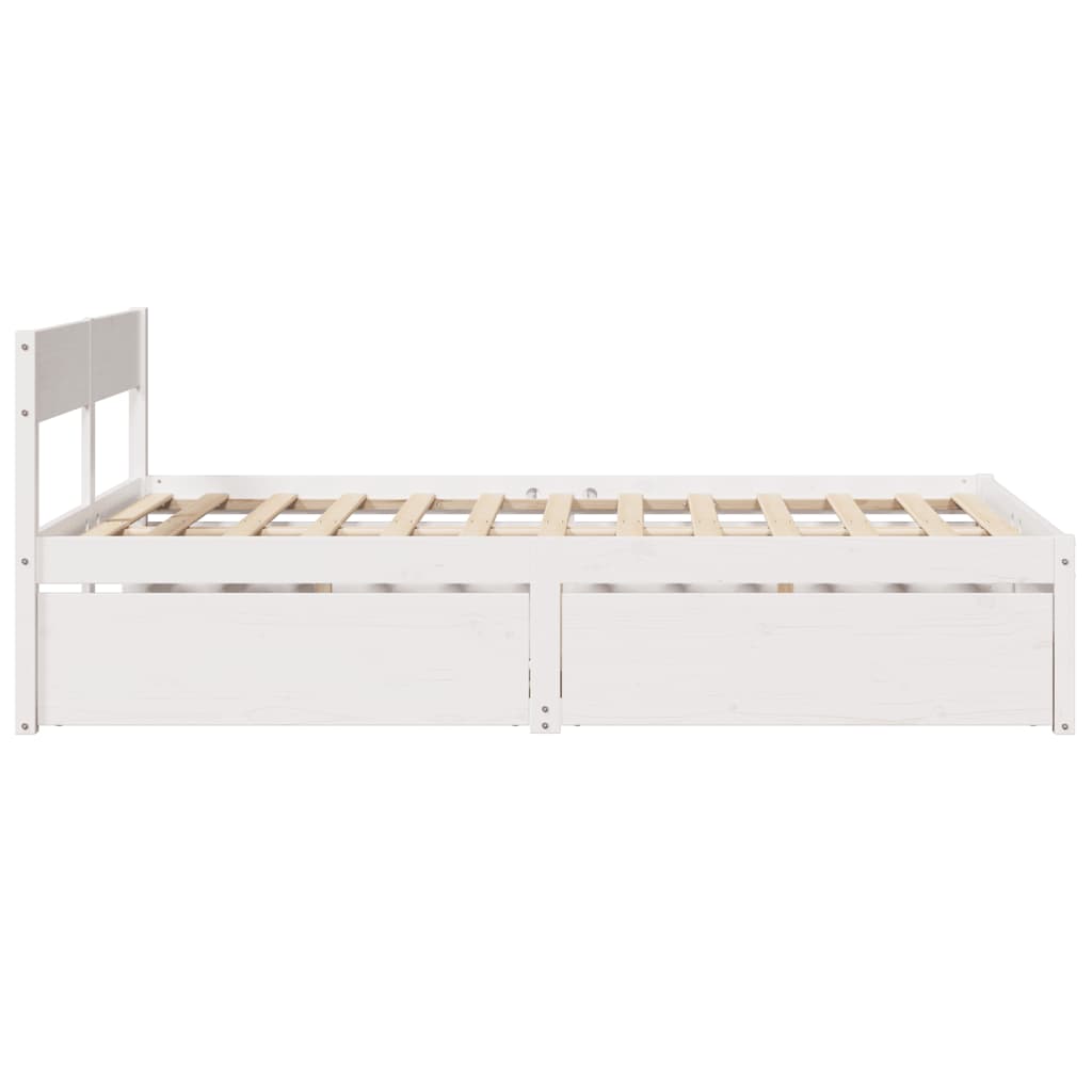 Estrutura de cama com gavetas 140x190 cm pinho maciço branco