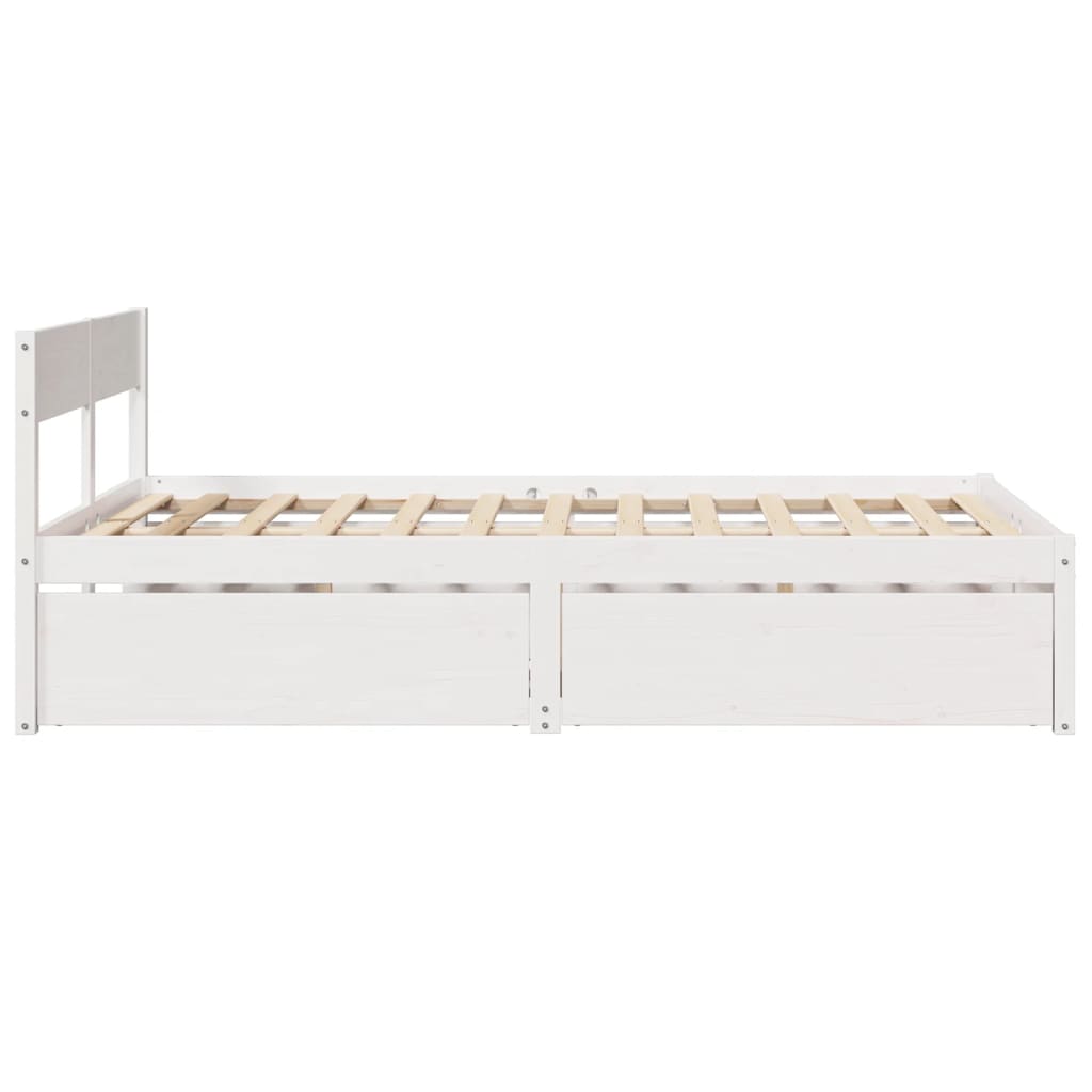 Estrutura de cama com gavetas 135x190 cm pinho maciço branco