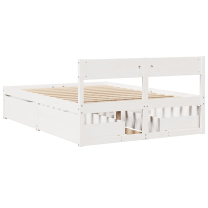 Estrutura de cama com gavetas 135x190 cm pinho maciço branco