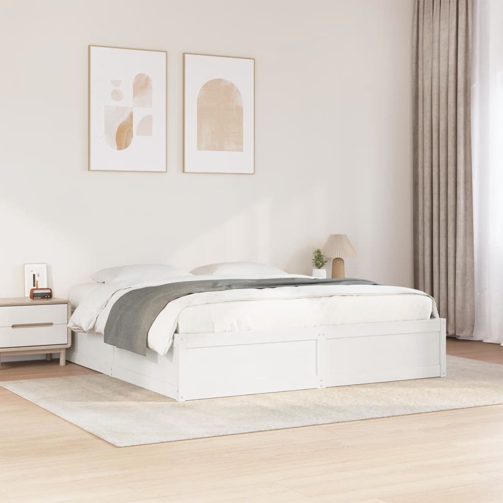 Estrutura de cama madeira de pinho maciça 180x200 cm branco