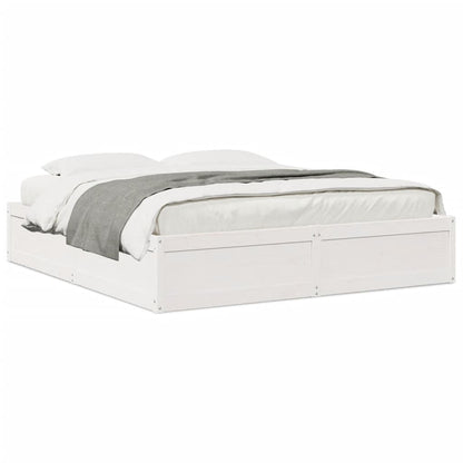 Estrutura de cama madeira de pinho maciça 180x200 cm branco