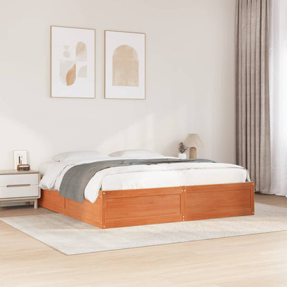 Estrutura de cama 180x200 cm madeira pinho maciço castanho cera