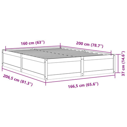 Estrutura de cama 160x200 cm madeira de pinho maciça branco