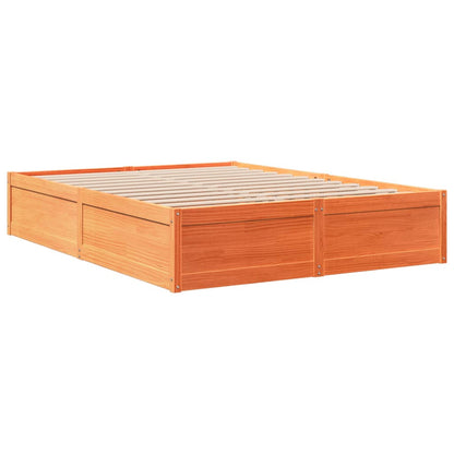 Estrutura de cama 160x200 cm madeira pinho maciça castanho cera