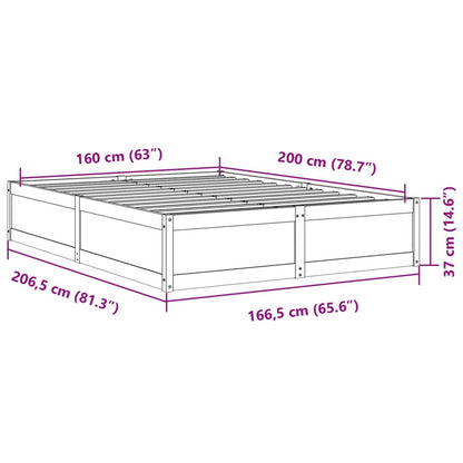 Estrutura de cama 160x200 cm madeira pinho maciça castanho cera