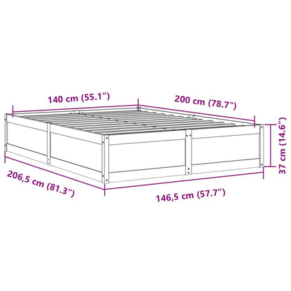 Estrutura de cama 140x200 cm madeira de pinho maciça branco