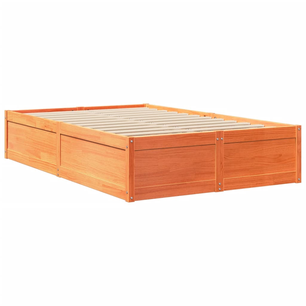 Estrutura de cama 120x200 cm madeira pinho maciça castanho cera