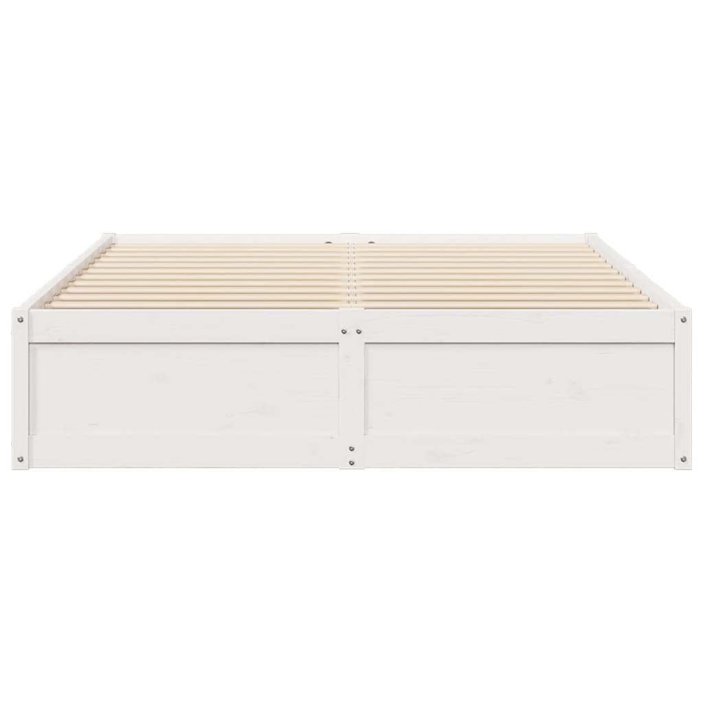 Estrutura de cama 140x190 cm madeira de pinho maciça branco