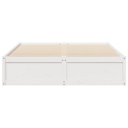 Estrutura de cama 140x190 cm madeira de pinho maciça branco