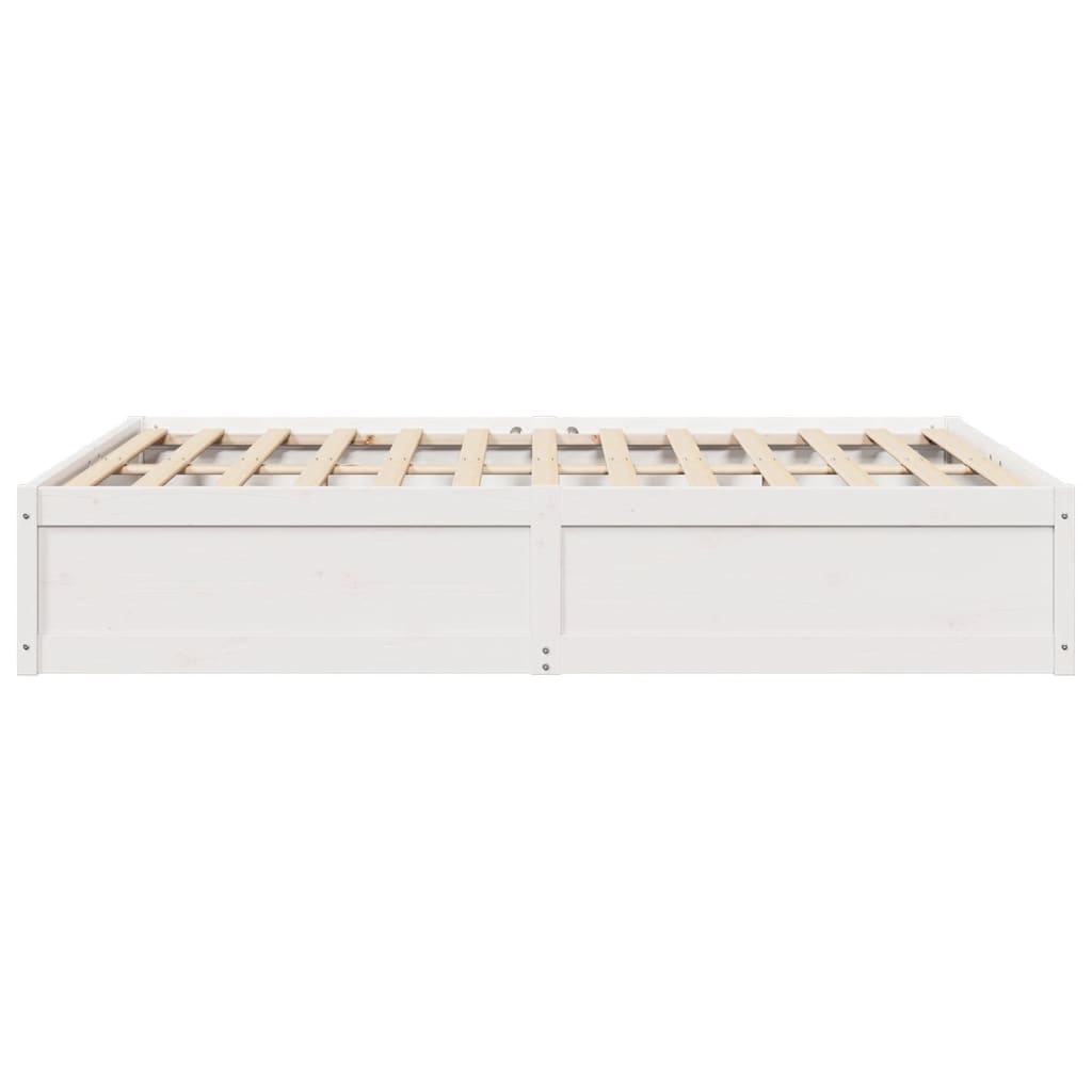 Estrutura de cama 140x190 cm madeira de pinho maciça branco