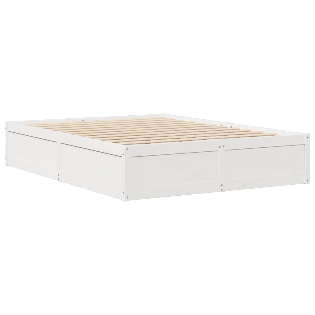 Estrutura de cama 140x190 cm madeira de pinho maciça branco