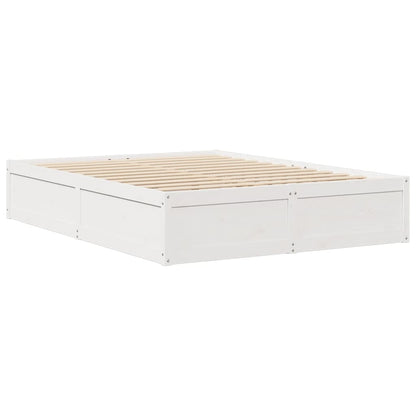 Estrutura de cama 140x190 cm madeira de pinho maciça branco