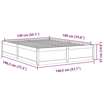 Estrutura de cama 140x190 cm madeira de pinho maciça branco