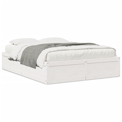 Estrutura de cama 140x190 cm madeira de pinho maciça branco