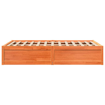 Estrutura de cama 135x190 cm madeira pinho maciça castanho cera