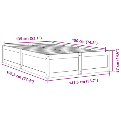 Estrutura de cama 135x190 cm madeira pinho maciça castanho cera