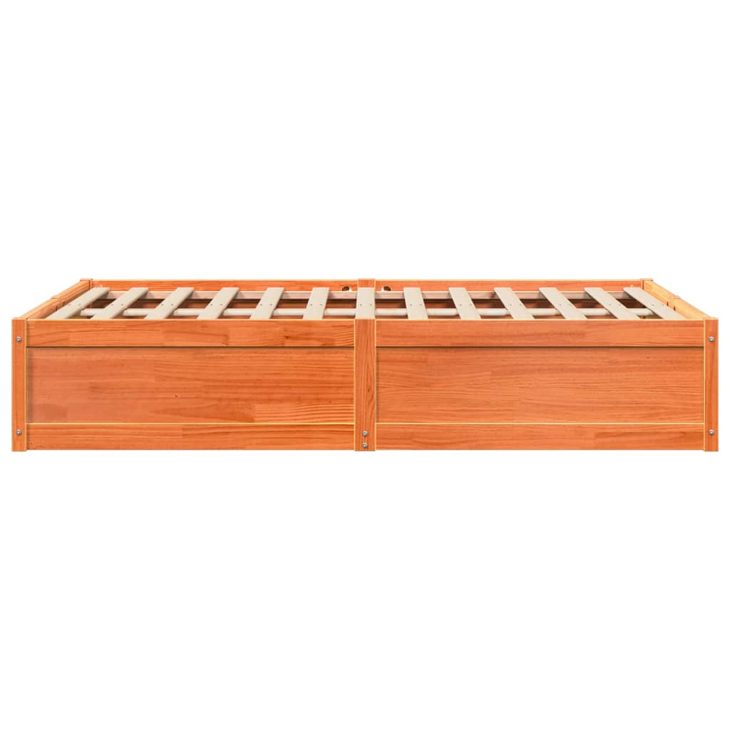 Estrutura de cama 120x190 cm madeira pinho maciça castanho cera