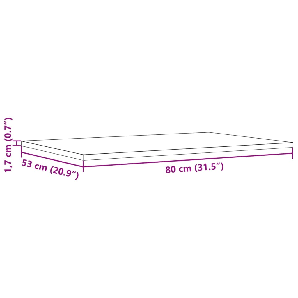 Tampos de mesa retangulares 3 pcs 80x53x1,7 cm pinho maciço