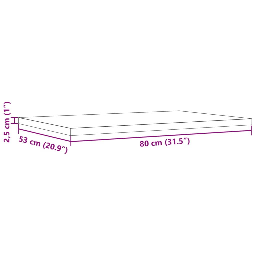 Tampos de mesa retangulares 3 pcs 80x53x2,5 cm pinho maciço