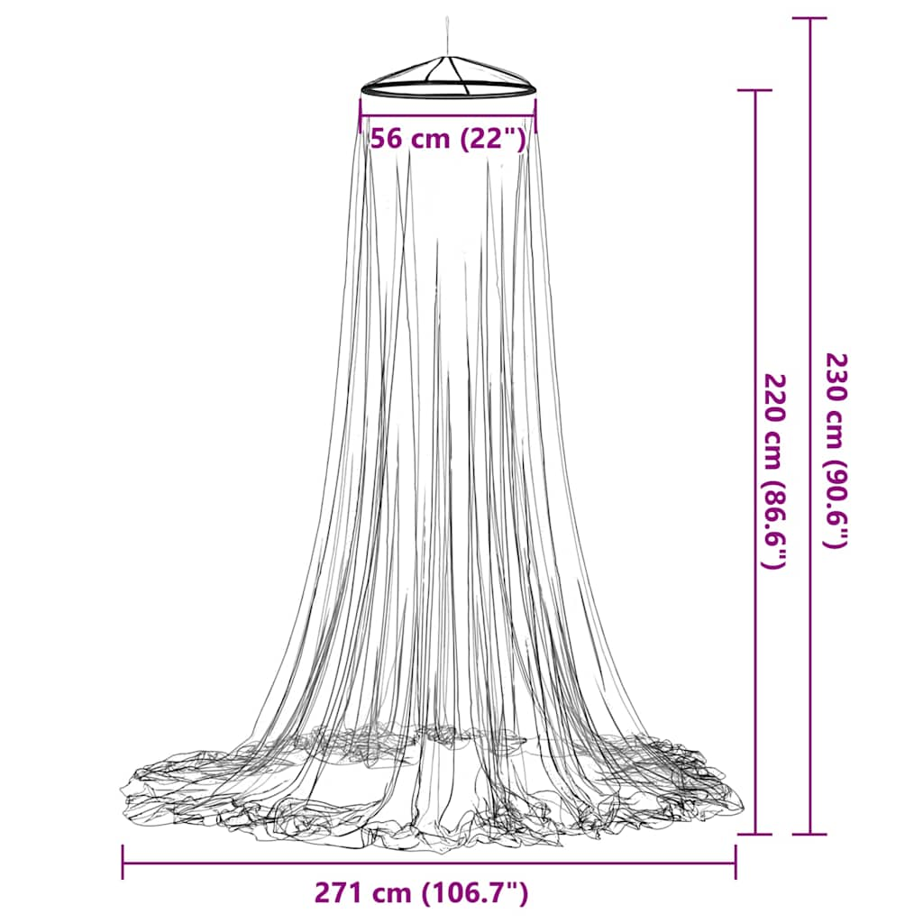 Rede mosquiteira para cama malha 220 56x56x220 cm branco