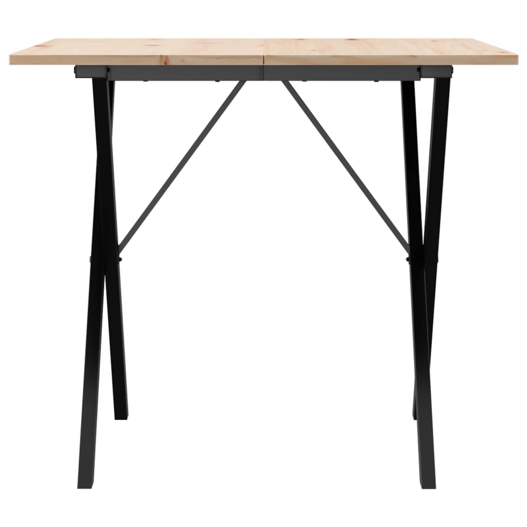 Mesa de jantar estrutura em X 80x80x75 cm pinho e ferro fundido