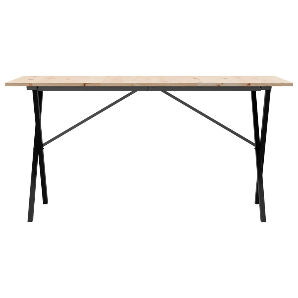 Mesa de jantar estrutura em X 140x80x75cm pinho e ferro fundido