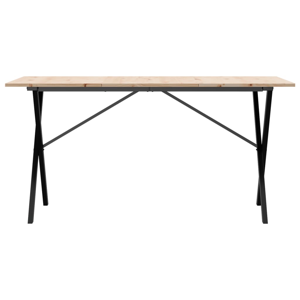 Mesa de jantar estrutura em X 160x80x75cm pinho e ferro fundido