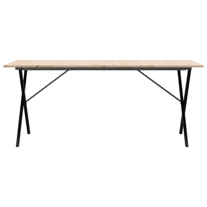 Mesa de jantar estrutura em X 180x90x75cm pinho e ferro fundido