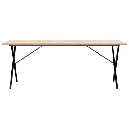 Mesa de jantar estrutura em X 200x100x75 cm pinho/ferro fundido