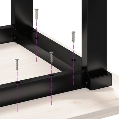 Mesa de jantar estrutura em O 60x60x75,5 cm pinho/ferro fundido