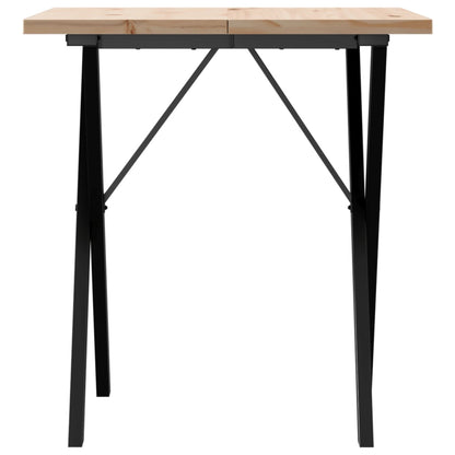 Mesa de jantar estrutura em X 70x70x75,5 cm pinho/ferro fundido