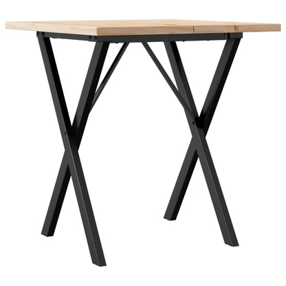 Mesa de jantar estrutura em X 70x70x75,5 cm pinho/ferro fundido