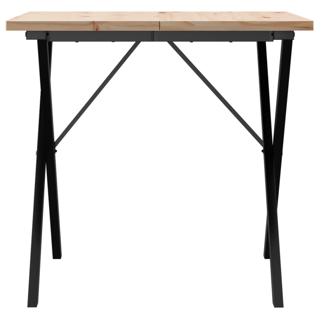 Mesa de jantar estrutura em X 80x80x75,5 cm pinho/ferro fundido